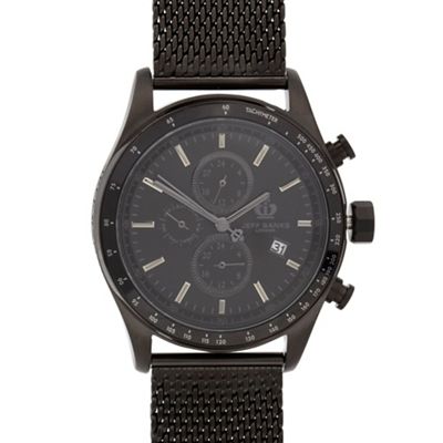 Designer men's black mesh strap watch